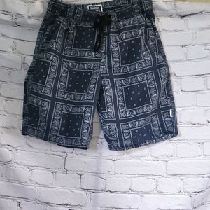 Grayish Blue boy shorts with Paisley pattern.
